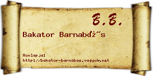 Bakator Barnabás névjegykártya